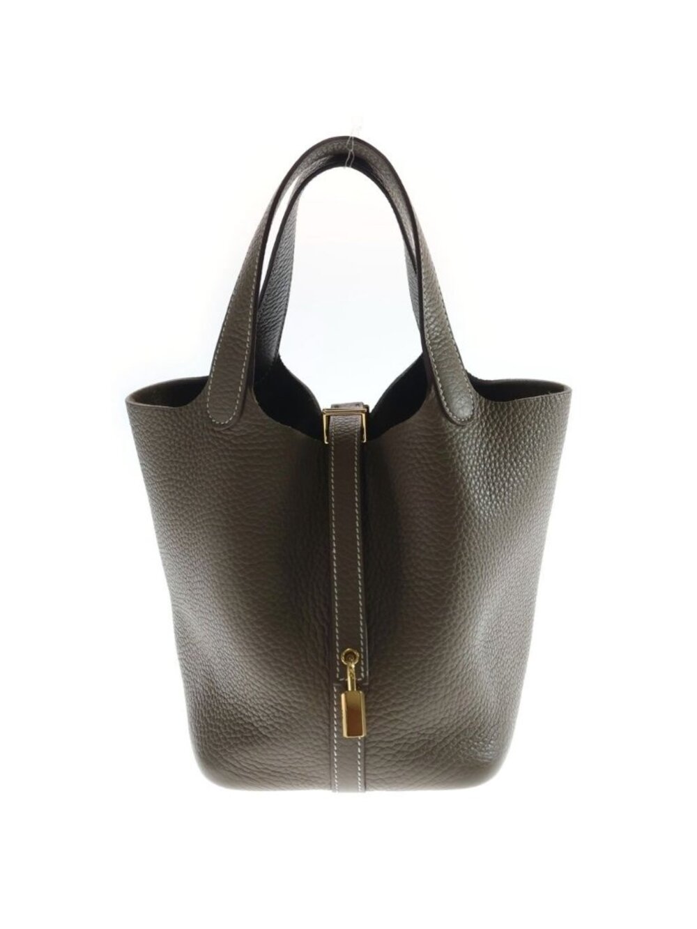 Hermes Picotin Lock PM Taurillon Clemence Gold Handbag Etoupe
